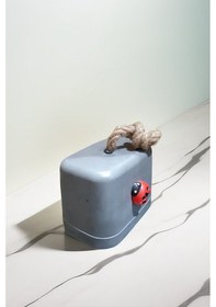 Resim Beton Stoper Dekoratif Uğur Böcekli Beton Kapı Stoperi Kapı Önü Ağırlık Kapı Tamponu Antrasit 