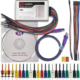 Resim LA2016 USB Mantık Analizörü, Tam 16 Kanal (2 PWM Kanalı) 200MHz Örnekleme Hızı, 10G Örnekleme Derinliği, Win XP7810 Mac OS Linux'ta PC Analizi için Ayarlanabilir Eşik 