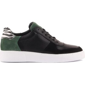 Resim Sail Lakers - Siyah Deri, Yeşil Süet Erkek Sneaker 