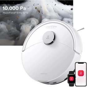 Resim Roborock 10000PA Robot Vacuum Q8 Max Pro Çift Kauçuk Fırça Akıllı Engel Algılama 220DK Çalışma Süresi Süpürme Silme Beyaz 