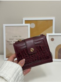Resim Just Polo Arden Yılan Derisi Görünümlü Kroko Desenli Bol Kartlıklı Bozuk Para Bölmeli Çıt Çıtl Kadın Ayrılabilir Kartlıklı Cüzdan Bordo 