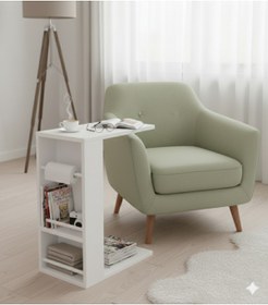 Resim Unisoft Pintya C Tipi Koltuk Yanı Sehpası Dergilikli Laptop Kahve Yan Sehpası Beyaz 