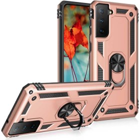 Resim Nevarium Galaxy S21 Fe Kılıf Tank Yüzüklü Yüksek Korumalı Silikon - Rose Gold 