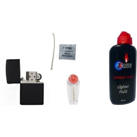 Resim Zippo Siyah Benzinli Çakmak X-Lite Benzin 80 Ml Zippo Taş Fitil 