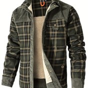 Resim Erkek Rahat Polyester Kareli Uzun Kollu Normal Kalıp Yaka Tek Göğüslü Pat Çıtçıt Hafta Sonu Ceket Sonbahar/Kış İçin 