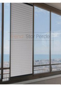 Resim Koyu Gri Plise Katlanır Cam Balkon Perdesi - Ofis Perdesi - Salon Perdesi - 048 Koyu Gri 