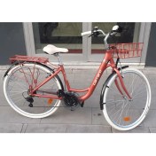 Resim Carraro Juliet 28 V Fren 21 Vites Şehir Bisikleti Mat Kiremit-Krom-Krem 43 cm Kadro 