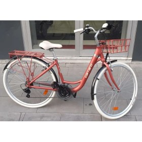 Resim Carraro Juliet 28 V Fren 21 Vites Şehir Bisikleti Mat Kiremit-Krom-Krem 43 cm Kadro 