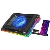 Resim Rampage S49 Cyclone Siyah 10 Mode RGB 140mm Fanlı 19İnç LED Ekranlı Notebook Soğutucu Stand 