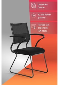 Resim Ergolife Sit Air Bekleme Koltuğu Metal Ayaklı, Bel Destekli, Fileli, Siyah, Toplantı Sandalyesi -572.60.1.6a5 Çok Renkli 
