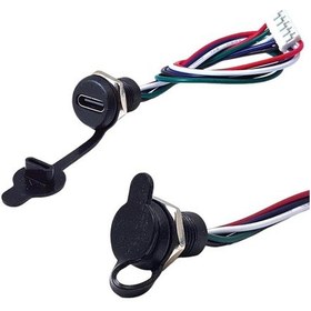 Resim Ayt Intercom Ic-266t-2 Pano Tip Type-c Şase Dişi 5 Pin Soketli Şarj Ve Data Bağlantı Modülü Soket Su Geçirmez 