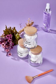 Resim FBZhome 3'lü Ahşap Kapaklı Şeffaf Etiketli Kulak Pamuğu & Makyaj Pamuğu & Pamuk Organizeri 