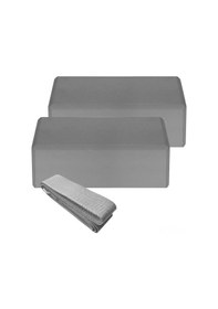 Resim Hombey Gri Eva Yoga Blokları 2 Adet Ve Pamuklu Gerdirici Kayış Seti - Denge, Konum Doğruluk Ve Esneklik İçin Pilates Ve Yoga Antrenmanı 