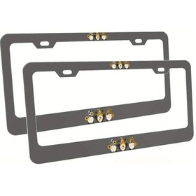 Resim Meridiangoods 2 Adet Bee Gnome Ayçiçek Mat Alüminyum Plaka Çerçevesi 12.2x6.3inch Siyah Vida Kapaklı 