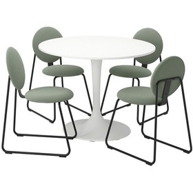 Resim Mutfak Masası Takımı, Beyaz-hakebo Gri/yeşil, 4 Sandalyeli Gri 