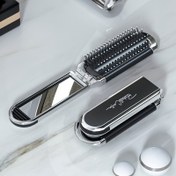 Resim 1pc Taşınabilir Katlanabilir Fön Makinesi Küçük Aynalı - Anti-Statik Mini Tarak ile Uzatılabilir Ayna - Tüm Saç Tipleri için Mini Seyahat Boyutuna Uygun Tasarlandı. 