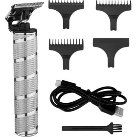 Resim Şarj Edilebilir Akülü Kesim T-Bıçaklı Giyotin Saç Kesme Makineleri Elektrikli Outliner Makaslar Berber Bakım Gümüş (Yurt Dışından) 