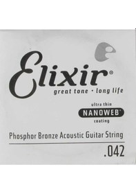 Resim Elixir 14142 Nanoweb Phosphor Bronze Tek Akustik Gitar Teli 42 