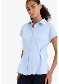 Resim Defacto Fitted Poplin Kısa Kollu Gömlek F7313ax25aube823 Mavi 