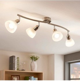 Resim Rsylight 4 Lü İnox 180 Derece Hareketli Beyaz Camlı Modern Dekoratif Avize Altın 