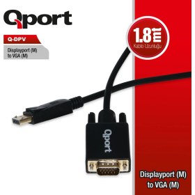 Resim Qport Q-Dpv Dısplay Port(M) To Vga(M) 1.8 Mt Kablo Çevirici Dönüştürücü Q-Dpv 