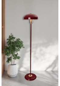 Resim Luzarana Venus Lambader Bordo Metal Gövde Tasarım Yerden Lüx Aydınlatma Beyaz 