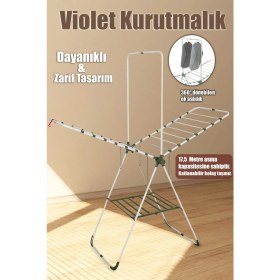 Resim 17042 Metal Kurutmalık, Çamaşır Kurutma Askısı, Beyaz, Dayanıklı ve Pratik Kullanım 