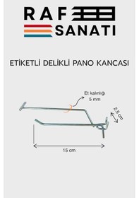 Resim Etiketli Delikli Pano Kancası 15 Cm 25 Adet Tel Askı Kancası Delikli Panel Raf Askısı Fon Kancası Metalik 