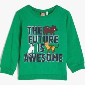 Resim Erkek Bebek Pamuklu Baskılı Bisiklet Yaka Sweatshirt 