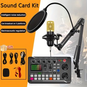 Resim BM-800 Mikrofon Kiti ile F998 Yayımcılık Ekipmanı Seti, DJ Karıştırma Etkileri ve Ses Dönüştürücü ile Canlı Ses Kartı, Podcasting / Yayın / Oyun / Kayıt için Mükemmel 