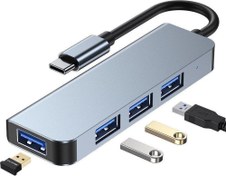 Resim 4in1 Dönüştürücü Hub 110 Gri - USB 3.0 X1, USB 2.0 X3 Newface