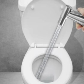 Resim Paslanmaz Çelik Tuvalet Musluk Lavabo Bide Seti Kademeli Jet Püskürtme Spiral Hortum Kolay Montaj 