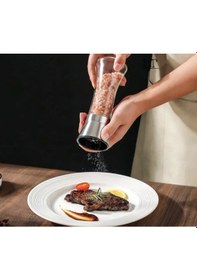 Resim Çelik Kapaklı Tuz Karabiber Değirmeni Tuz Karabiber Öğütücü 19 Cm Beyaz 