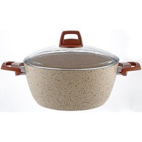 Resim Gümüşer Yanmaz Yapışmaz 22 Cm Granit Derin Tencere Bej 