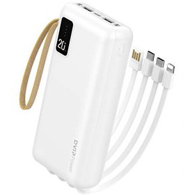 Resim İP12 20000 mAh 2xUSB-A - Type-C - Micro + Lightning Çıkışlı LED Göstergeli Beyaz Powerbank 