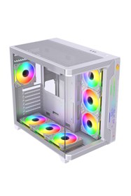 Resim F7-pro Argb Ön Panel Ve Kumandalı Fanlar Atx Gaming Beyaz Kasa 