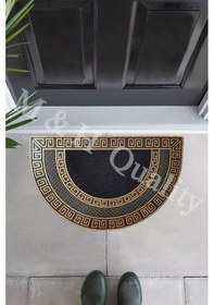Resim Dekoratif Yarım Ay Versace Model Kapı Önü Paspası Yıkanabilir Toz Alıcı Halı Altın Renk Altın 