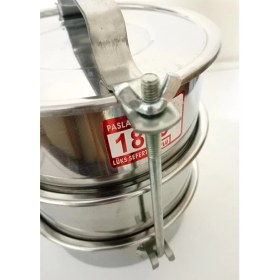 Resim abnturk 3 Kaplı Çelik Sefer Tası 5-6 Kişilik Vidalı Sefertası 18X7CM Yemek Taşıma Kabı Tabldotcu Karavanası 