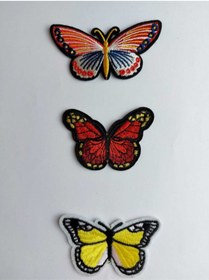 Resim Sheen Dmr Ütü Ile Yapışan Renkli Kelebek Arma-yama-patch (3'LÜ SET) 