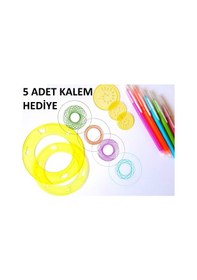 Resim Sihirli Daire Şablon Cetvel Seti 5 Adet Kalem Çok Renkli 