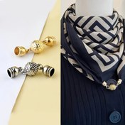 Resim 4 adet ipek eşarp ananas desenli güçlü mıknatıslı çıkartma, rüzgar engelleme ve kaymayı önleme özellikli, günlük çıkışlar, plaj partileri, akşam etkinlikleri, randevular için uygun, şık ve zarif 