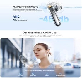 Resim QCY Melobuds N50 Anc Ht12 6 Mikrofonlu Bluetooth 5.4 Kulaklık Siyah 