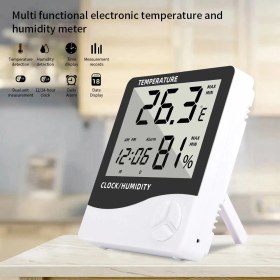 Resim Dijital Sıcaklık Nem Ölçer Elektronik LCD Kapalı Açık Termometre Higrometre Hava Durumlu Saat Higrometre Hava Istasyonu Masaüstü Duvar Saati 