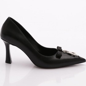 Resim Dgn 7098 Kadin Aksesuarli Topuklu Ayakkabi Siyah 