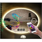 Resim Global Led Mirror 55X75 cm Bluetoothlu Makyaj Aynalı Buğu Yapmayan Ledli Elips Banyo Aynası 