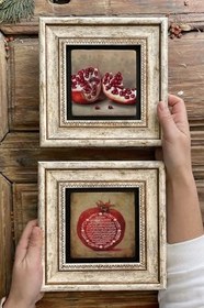 Resim Oscar Stone Decor Çerçeveli Taş Duvar Dekoru Tablo 20X20Cm 2'Li Set (1104-476) Bereket Nar Nar 2-2Cdd-159 