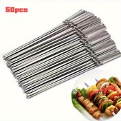 Resim 20/50 adet Paslanmaz Çelik Barbekü Çubuğu, Dayanıklı, Tekrar Kullanılabilir, Temizlemesi Kolay, Açık ve Kapalı Barbekü Partileri için Uygun 