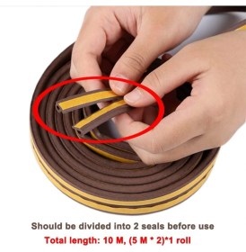 Resim Dekals KAHVERENGİ Kapı ve Pencere Bandı Rüzgar Soğuk Kesme Izolasyon Fitili Kauçuk 20 x 2 =40 mt (2li Fitil) 