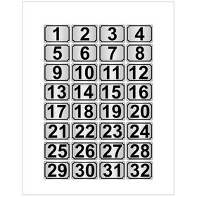 Resim Metal Kapı,masa,dolap Numarası 10cmx15cm 32 Adet Dikdörtgen (1…32) Gümüş Renk Metal 