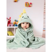 Resim Bebek Karikatür Hayvan Kapüşonlu Bornoz, %100 Polyester Örgü Kumaş, İşlemeli Detay, Normal Kalıp, Tüm Mevsim Konforu, Banyoda, Plajda ve Uyku Giysisi İçin Emici ve Esnek 